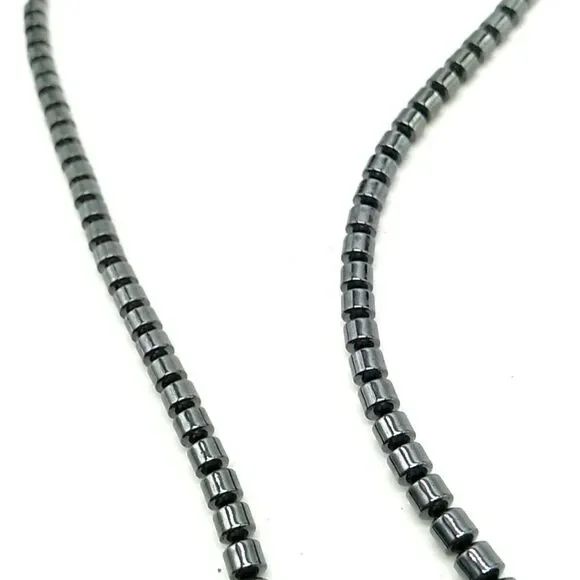 Men's/Unisex Hematite Beads & Lion's Head Pendant Necklace w/2 Cat's Eye Beads - Picture 13 of 14